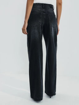 Джинсы wide leg с высокой посадкой с акцентной отделкой по бокам / Zarina