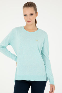 Женский базовый свитер водно-зеленого цвета с круглым вырезом Неожиданная скидка в корзине - U.s. polo assn фото 3