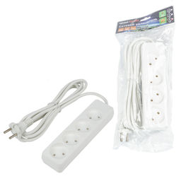 S-CU4-3 WHITE Удлинитель серии Ultra, шнур 3м., 4 гнезда, 10A, б/з. Белый. TM Uniel