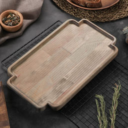 Поднос для подачи Adelica, 35×20×1.8 см, потайные ручки, дерево, массив берёзы, пропитано маслом