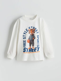 Bisiklet Yaka Bask?l? Erkek ?ocuk Ti??rt