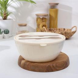 Салатник с крышкой и приборами «Bono», 5 л, цвет МИКС