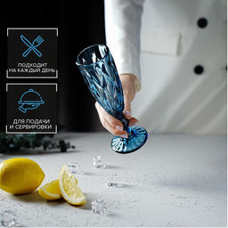 Бокал стеклянный для шампанского Magistro Круиз, 160 мл, 720 см, цвет синий  фото 5