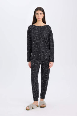 Fall in Love Pijama Tak?m? Softshell Uzun Kollu Ust Beli Lastikli Uzun Alt - Defacto фото 2