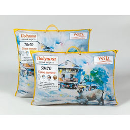 Подушка стёганная 50х70 см, шерсть овечья, ткань тик, п/э 100% - Vesta фото 4