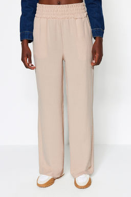 TRENDYOLMILLA Siyah Wide Leg/Genis Paca Beli Lastikli Dokuma Pantolon TWOSS22PL00024  фото 47