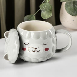 Кружка керамическая с крышкой «Лама», 380 мл, цвет МИКС