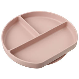 Тарелка детская 3 секции на присоске, M&B, 20.5×19×3, силикон, пыльная роза