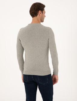 A__k Gri Melanj Slim Fit Bisiklet Yaka Basic Triko Kazak - Pierre cardin фото 5