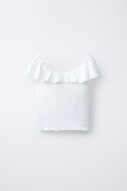 TOP CON LINO NIDO DE ABEJA / Blanco roto - Zara фото 4