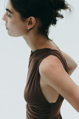 DRAPED ASYMMETRIC TULLE BODYSUIT - Zara фото 5