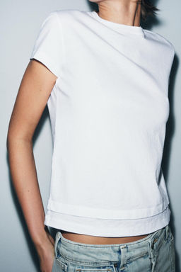 CAMISETA MANGA CORTA EFECTO DOBLE / Blanco - Zara фото 2