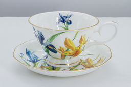 Пара чайная, 2 перс, 4 пр, 180 мл, белая, с золотистым кантом, Ирисы, Summer garden - Anna lafarg фото 2