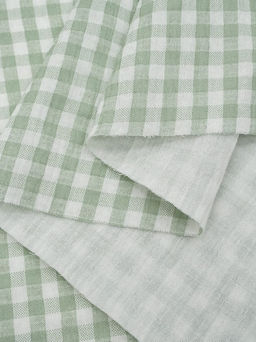 Муслин двухслойный с эф.жатости Клетка (0.7*0.7см) цв.морозная мята, ш.1.4м, хлопок-100% - Купава фото 5