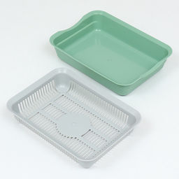 Лоток для кошек, 34.5×25.5×7.5 см, с сеткой, пластик, серый, оливковый