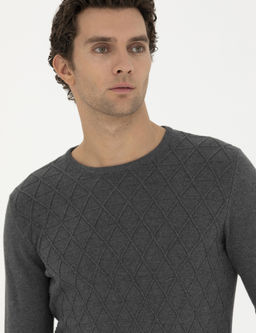 Серый меланжевый приталенный трикотаж с круглым вырезом - Cacharel фото 2