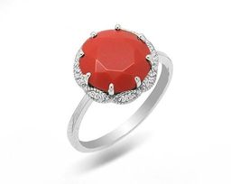 Кольцо из серебра коралл, МЦВ010