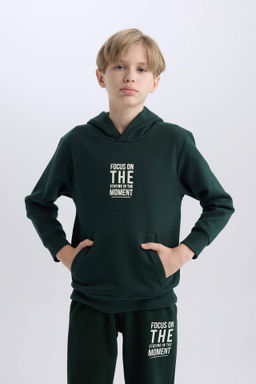 Erkek Cocuk Cepli Yaz? Bask?l? Kapusonlu Kal?n Okul Sweatshirt - Defacto фото 3