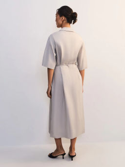 Льняное платье-рубашка с поясом ZR2605012904-36 / Zarina