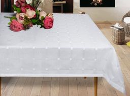 Скатерть арт. 3652/130, Arkadiusz (Аркадий), размеры 130 см х 180 см, тефлоновая пропитка, цвет - белый, обработка края - подгибка и прошивка с укреплением на флизелин
