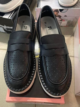 03-YD10-3D BLACK Лоферы женские (натуральная кожа)