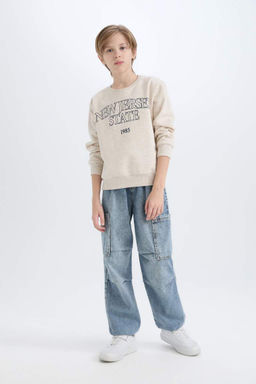 Толстовка обычного кроя с принтом для мальчиков с круглым вырезом - Defacto фото 2