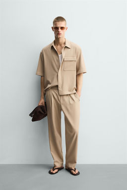 SOBRECAMISA RELAXED FIT BOLSILLO / Beige