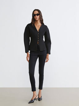 V Yaka Peplum Kad?n H?rka