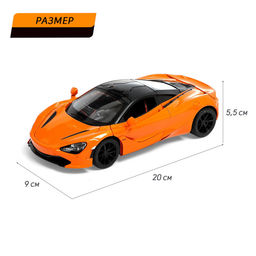 Машинка металлическая Купе, 1:24, открываются двери, капот, багажник, инерция, цвет оранжевый - Автоград фото 2