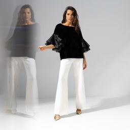 Блуза из бархата и органзы Молниеносная влюбленность (black) - Charutti фото 8