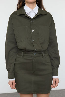TRENDYOLMILLA Zumrut Yesili Duz Mini Dokuma Elbise TWOAW25EL00588  фото 7