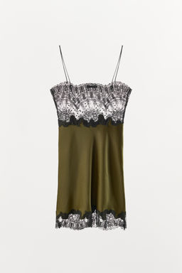 SATIN MIDI DRESS WITH LACE - Zara фото 4