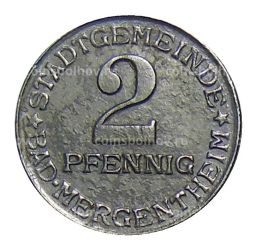 2 пфеннига 1920 года Германия  Нотгельд Бад-Маргентхайм