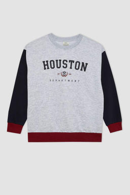 Толстовка оверсайз с круглым вырезом и принтом для мальчиков