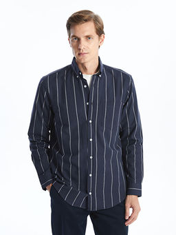 Regular Fit Uzun Kollu ?izgili Erkek G?mlek