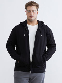 Kap??onlu Uzun Kollu Erkek Fermuarl? Sweatshirt