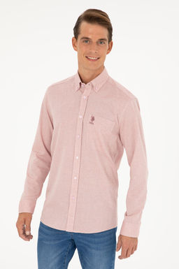 U. S. Polo Assn / Мужская рубашка лососевого цвета с длинным рукавом - U.s. polo assn фото 10