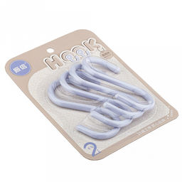 Крючок пластмассовый, 4 штуки для релингов S-образный 4,5х10х0,5см, светло-сиреневый, в блистере (Китай)