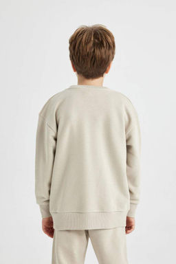 Толстый свитшот оверсайз с принтом и круглым вырезом для мальчика - Defacto фото 10