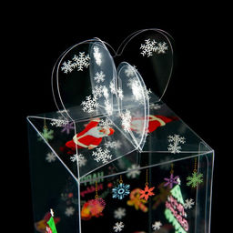 Цена за 5 шт. Коробка подарочная новогодняя складная ПВХ Веселый Дед Мороз 6?6?10 см