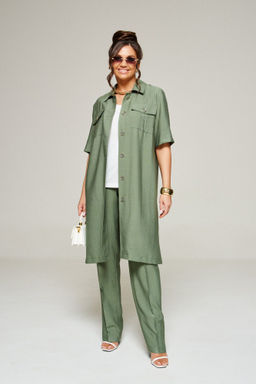 Костюм 6336 хаки, Брюки, Блуза, Топ - Beautiful and free фото 11