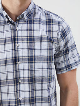 Regular Fit K?sa Kollu Ekose Erkek G?mlek