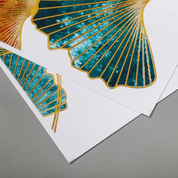 Наклейка пластик интерьерная цветная "Цветы-веера" набор 2 листа 30х90 см