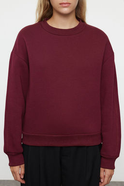 TRENDYOLMILLA Bordo Kal?n Ici Polarl? Yar?m Bal?kc? Yaka Relaxed/Rahat Kal?p Orme Sweatshirt TWOAW20SW0584  фото 3