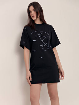 CONTE Платье из футера свободного кроя Geometry LPL 1640 black black