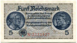 5 рейхсмарок 1940 года Германия (Для оккупированных территорий)