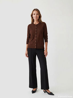 Bisiklet Yaka Kendinden Desenli Kad?n Triko H?rka