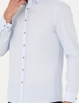 Голубая зауженная рубашка с длинным рукавом - Cacharel фото 6