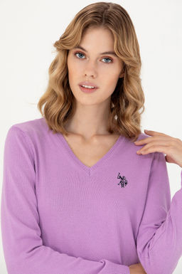 Свитер женский U.S. Polo Assn с v-образным вырезом Магнолия хлопок  фото 18