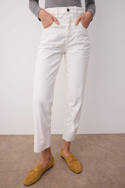 Ekru Yuksek Bel Straight Boru Paca Duz Kesim Jeans TWOAW26JE00183 - Trendyolmilla фото 3